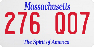 MA license plate 276QO7