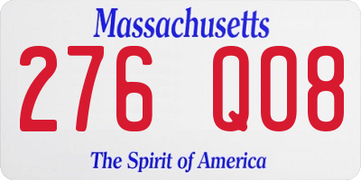 MA license plate 276QO8