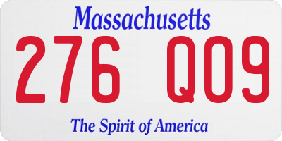 MA license plate 276QO9