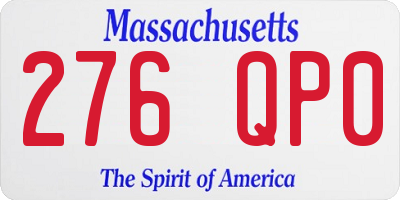 MA license plate 276QP0