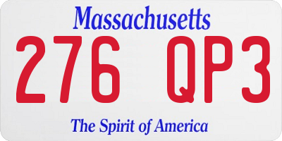 MA license plate 276QP3
