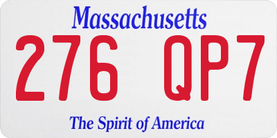 MA license plate 276QP7