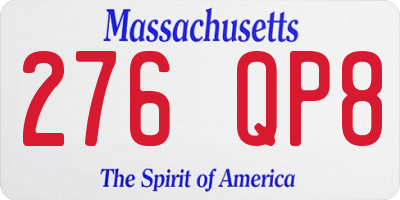 MA license plate 276QP8