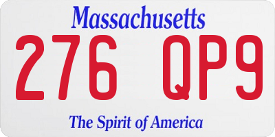 MA license plate 276QP9