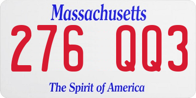 MA license plate 276QQ3