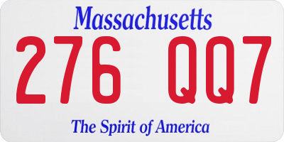 MA license plate 276QQ7