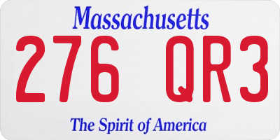 MA license plate 276QR3