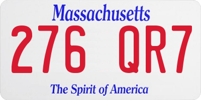 MA license plate 276QR7