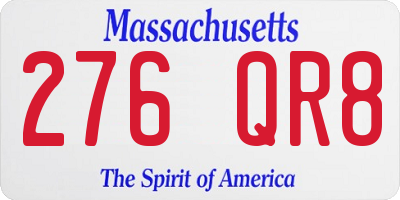 MA license plate 276QR8