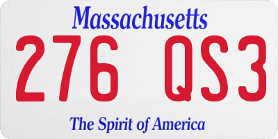 MA license plate 276QS3