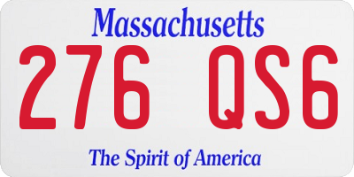 MA license plate 276QS6