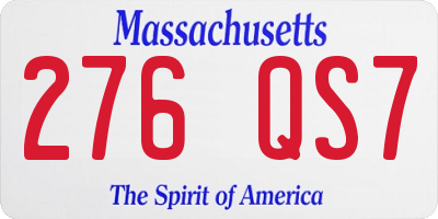 MA license plate 276QS7