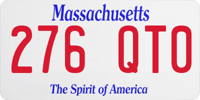 MA license plate 276QT0