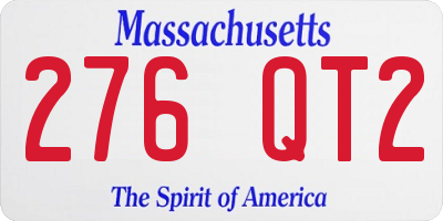 MA license plate 276QT2