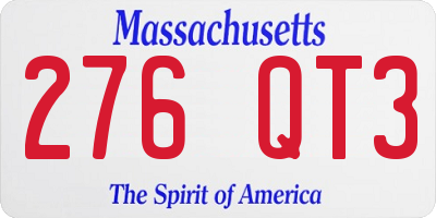 MA license plate 276QT3