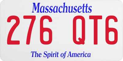 MA license plate 276QT6