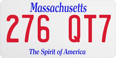 MA license plate 276QT7