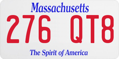 MA license plate 276QT8