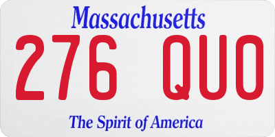 MA license plate 276QU0