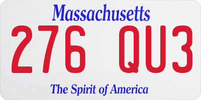 MA license plate 276QU3