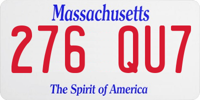 MA license plate 276QU7