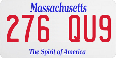 MA license plate 276QU9