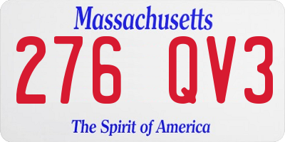 MA license plate 276QV3