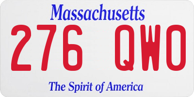 MA license plate 276QW0