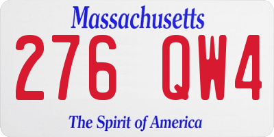 MA license plate 276QW4