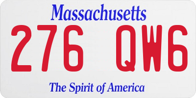 MA license plate 276QW6
