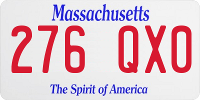 MA license plate 276QX0
