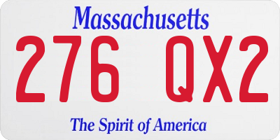 MA license plate 276QX2