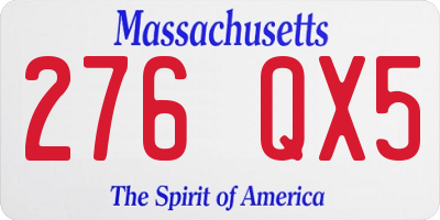 MA license plate 276QX5