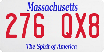 MA license plate 276QX8