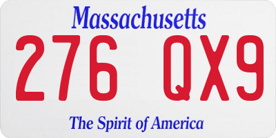 MA license plate 276QX9