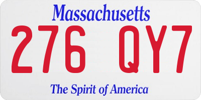 MA license plate 276QY7
