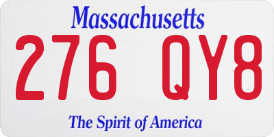 MA license plate 276QY8