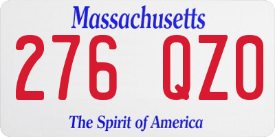 MA license plate 276QZ0