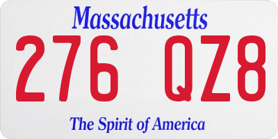 MA license plate 276QZ8