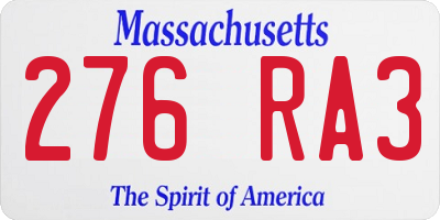 MA license plate 276RA3