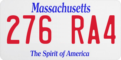 MA license plate 276RA4