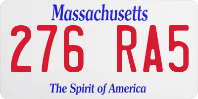 MA license plate 276RA5