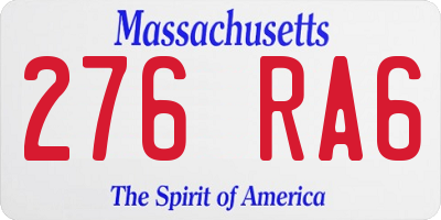 MA license plate 276RA6