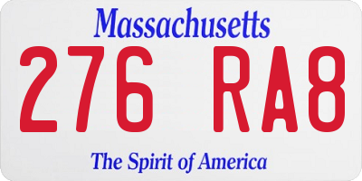 MA license plate 276RA8