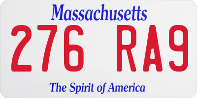 MA license plate 276RA9