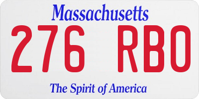 MA license plate 276RB0