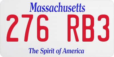 MA license plate 276RB3