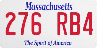 MA license plate 276RB4