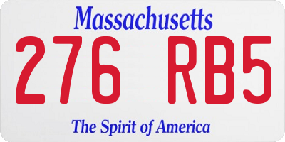 MA license plate 276RB5