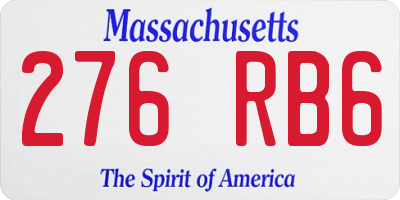MA license plate 276RB6